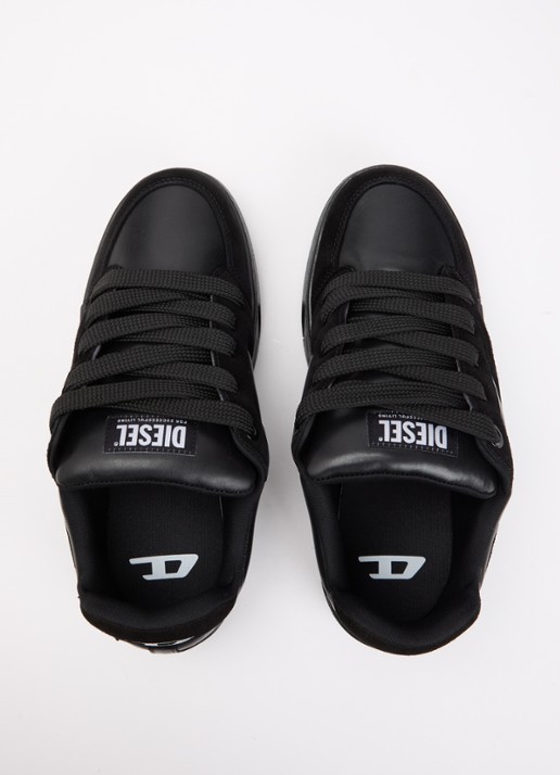 Diesel S-D-Ollie sneaker van leer met suède details - detail 2 zwart