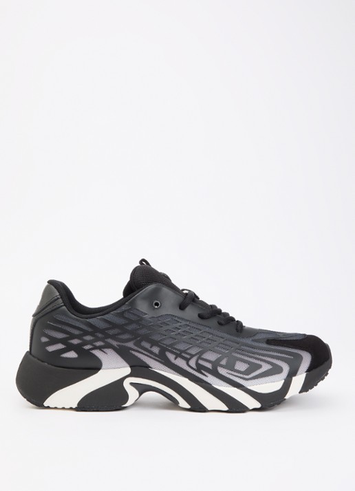 Diesel S-D-Vit's 500 Low sneaker met mesh details - voorkant zwart