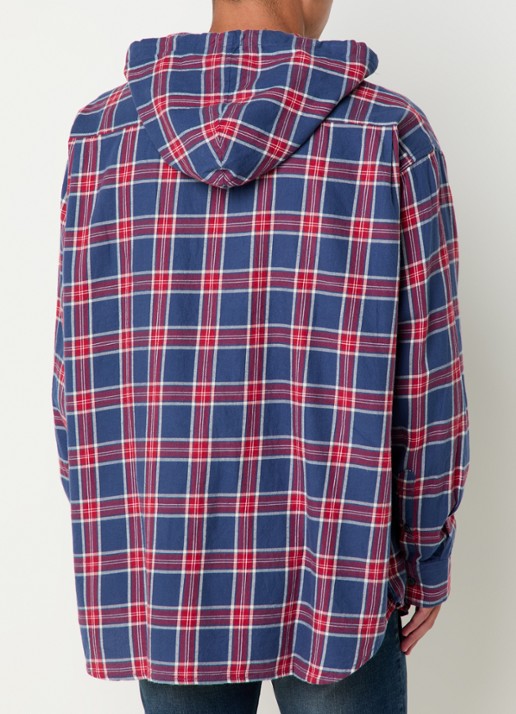 Diesel S-Dewny overhemd met capuchon en ruitdessin  - achterkant 4 donkerblauw