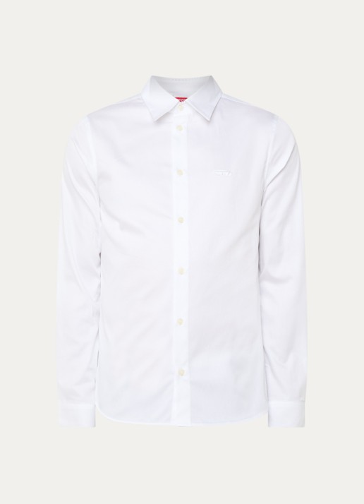 Diesel S-Fitty-Qfav slim fit overhemd met logo - voorkant wit