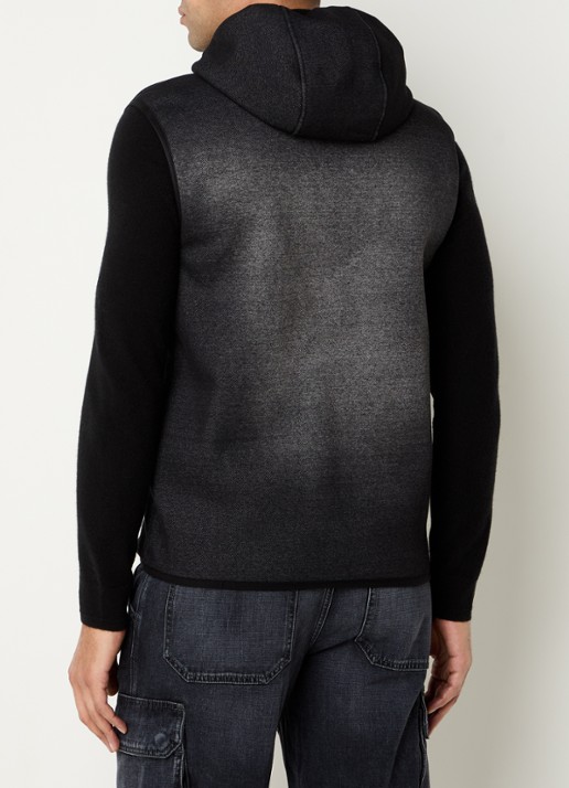 Diesel S-Haky bodywarmer met steekzakken en capuchon - achterkant zwart