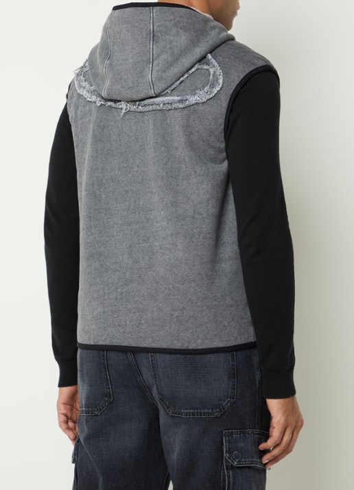 Diesel S-haky gilet met capuchon en logo - achterkant 5 grijs