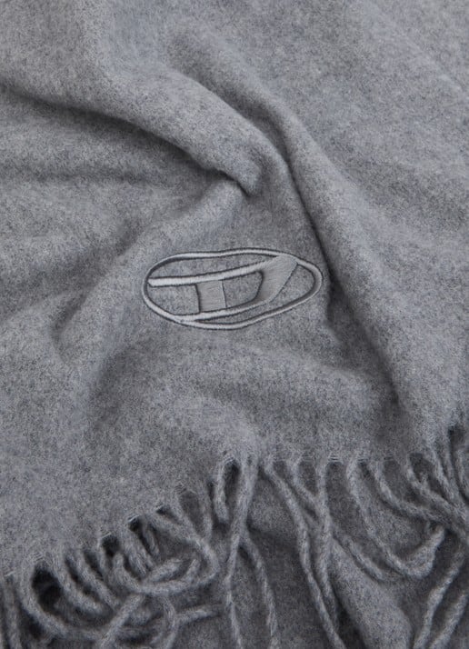 Diesel S-Imon-D-Long sjaal in wolblend 150 x 50 cm - detail 2 grijsmele
