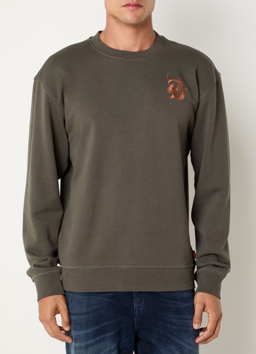 Diesel S-Norm-AA4 sweater met borduring en backprint - achterkant 4 bronsgroen