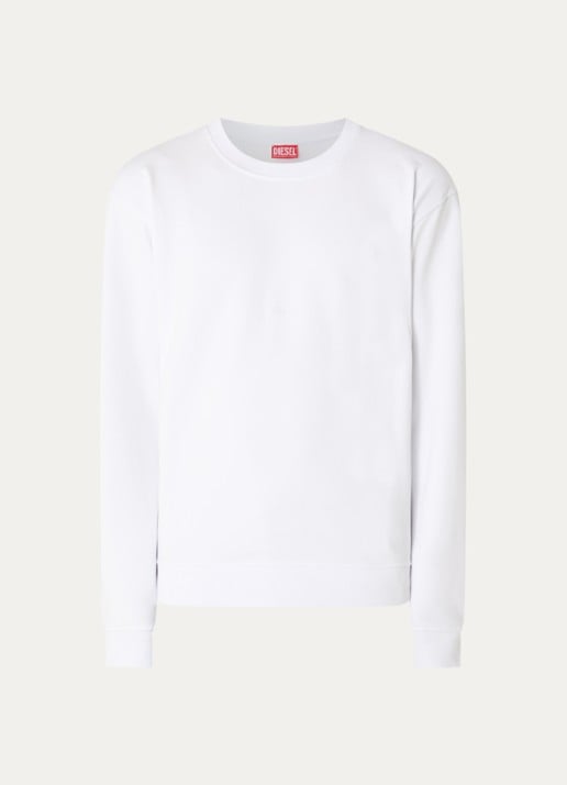 Diesel S-Norm sweater met logoborduring - voorkant 3 wit