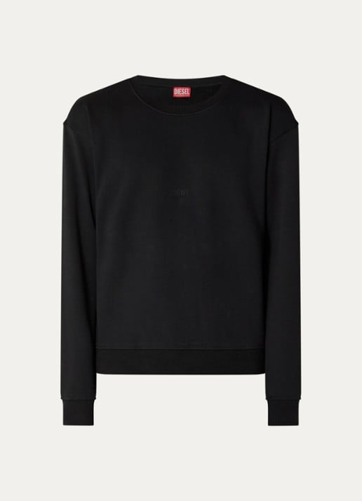 Diesel S-Norm sweater met logoborduring - voorkant 2 zwart