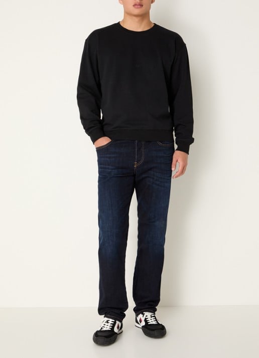 Diesel S-Norm sweater met logoborduring - voorkant 3 zwart