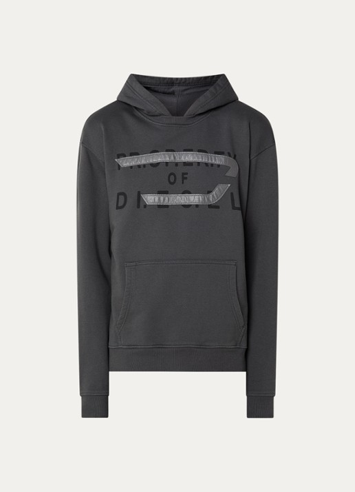Diesel S-Norman-Hood hoodie met logo - voorkant 4 donkergrijs