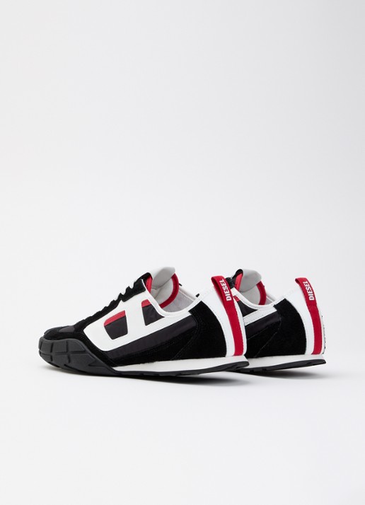 Diesel S-Pagodha Low sneaker van suède met leren details - achterkant zwart