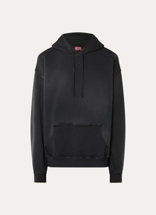 Diesel S-Pock-Hood hoodie met logoborduring - voorkant antraciet