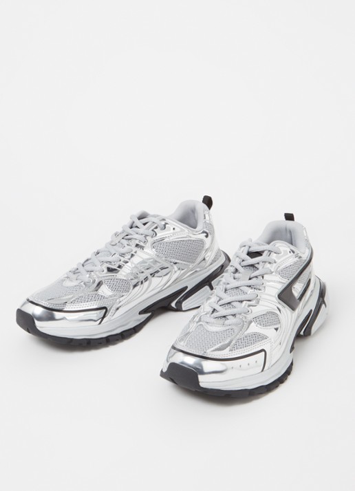 Diesel S-Serendipity sneaker van mesh met metallic finish - detail zilver