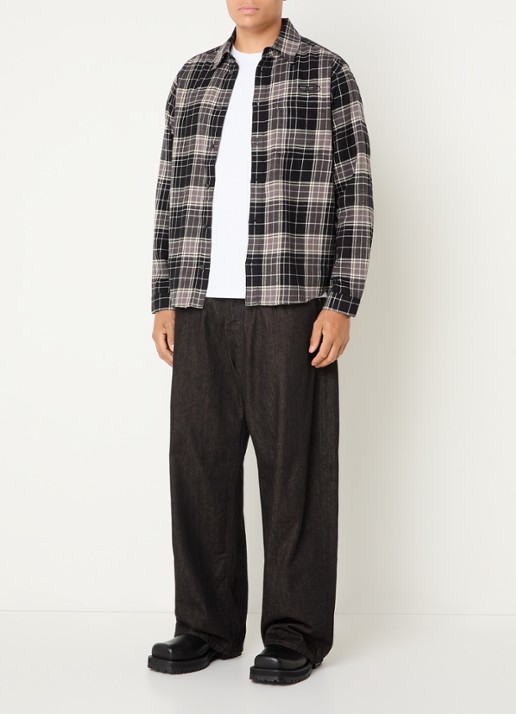 Diesel S-simply-HNBI overshirt met ruitdessin - voorkant 4 antraciet