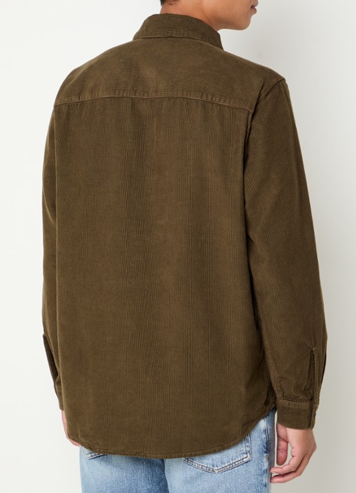 Diesel S-Simply regular fit overhemd van corduroy - achterkant 3 mosgroen
