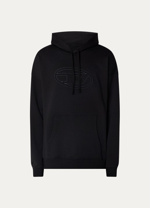 Diesel S-Ummer-Bigoval hoodie met 3D logoprint - voorkant 4 zwart