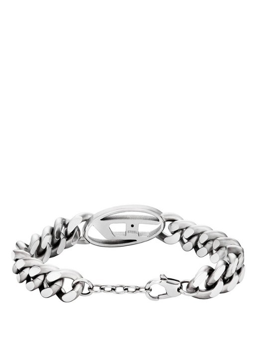 Diesel Schakelarmband met logo DX1432040 - voorkant 2 zilver