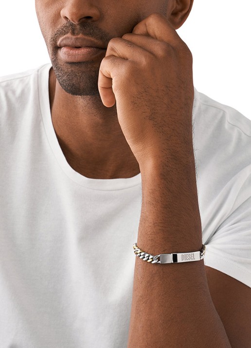 Diesel Schakelarmband met logo DX1457931 - voorkant 2 zilver