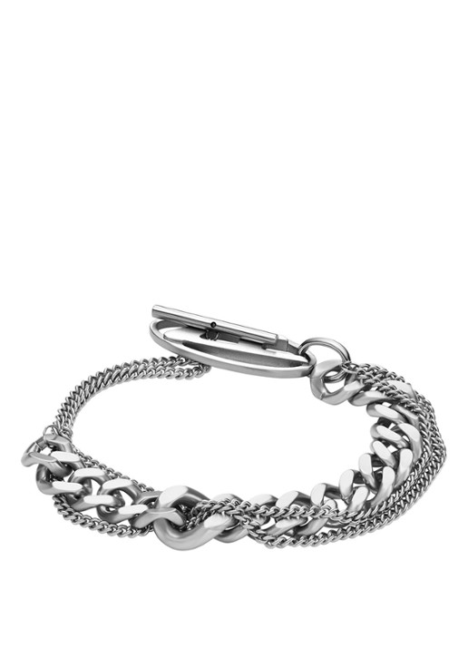 Diesel Schakelarmband met logo DX1550040 - detail zilver