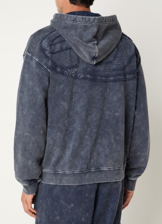 Diesel Sweatvest met capuchon en verwassen afwerking