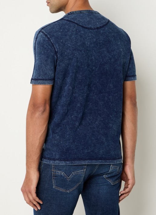 Diesel T-Adjind T-shirt met verwassen afwerking - achterkant donkerblauw