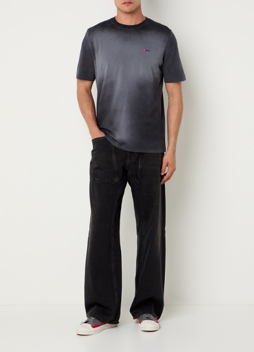 Diesel T-Adjust-R15 T-shirt met verwassen afwerking en logo - voorkant 3 antraciet