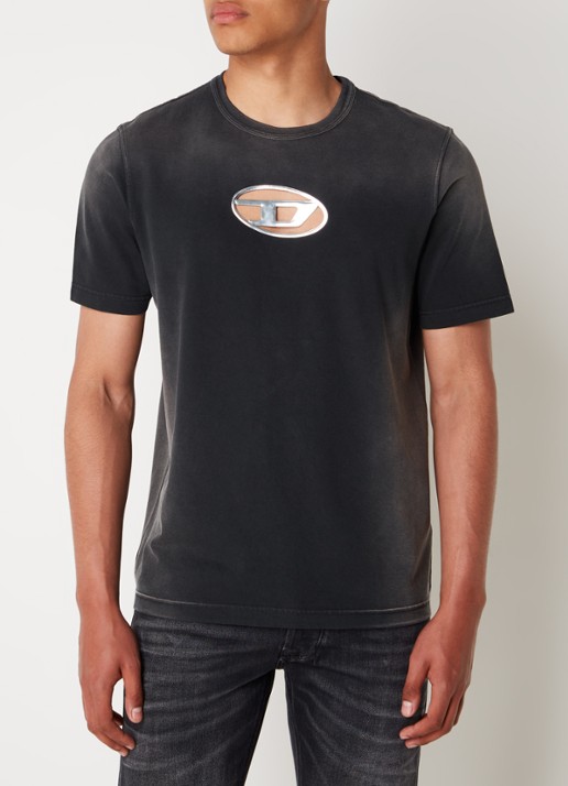 Diesel T-Adjust T-shirt met logo en opengewerkt detail - detail antraciet