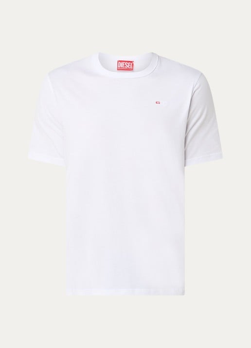 Diesel T-Adjust T-shirt met logoborduring - voorkant 3 wit