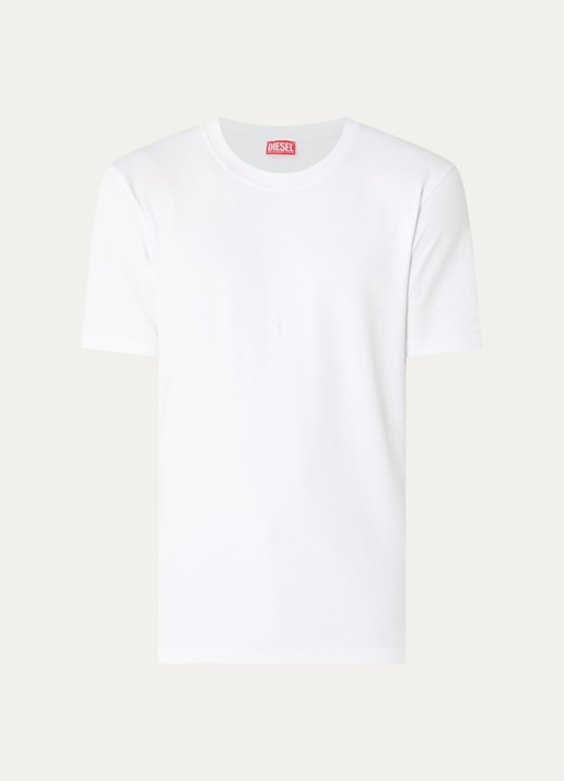 Diesel T-Adjust T-shirt met logoborduring - voorkant 3 wit