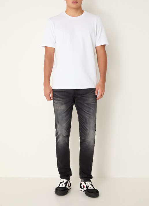 Diesel T-Adjust T-shirt met logoborduring - voorkant 4 wit