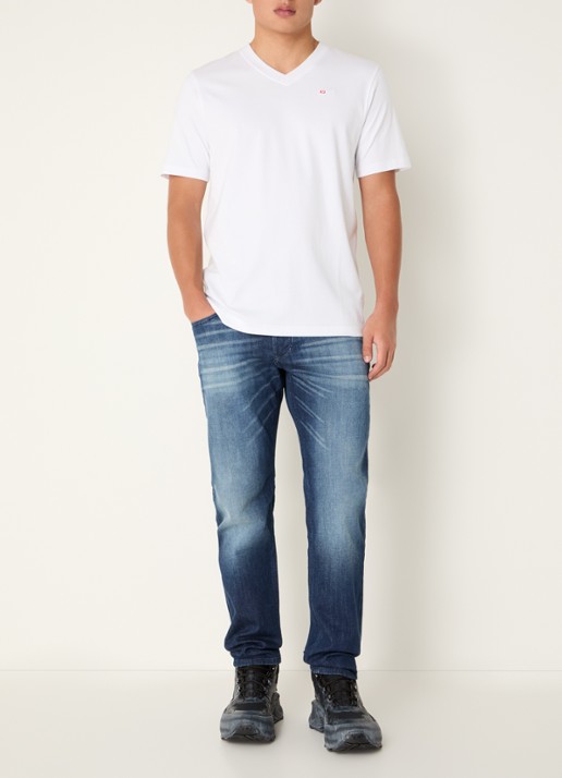 Diesel T-Adjust T-shirt met logoborduring - voorkant 2 wit