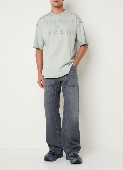 Diesel T-Adjust-T1 T-shirt met logo - voorkant 2 lindegroen