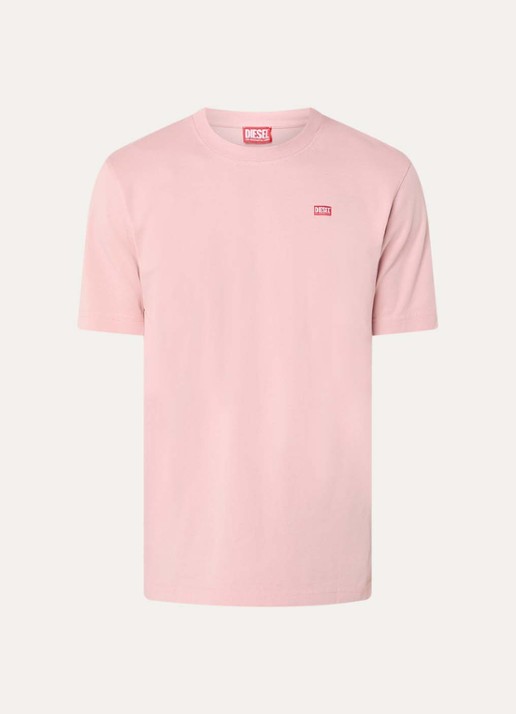 Diesel T-Adjust-V10 T-shirt met logo- en backprint - voorkant oudroze