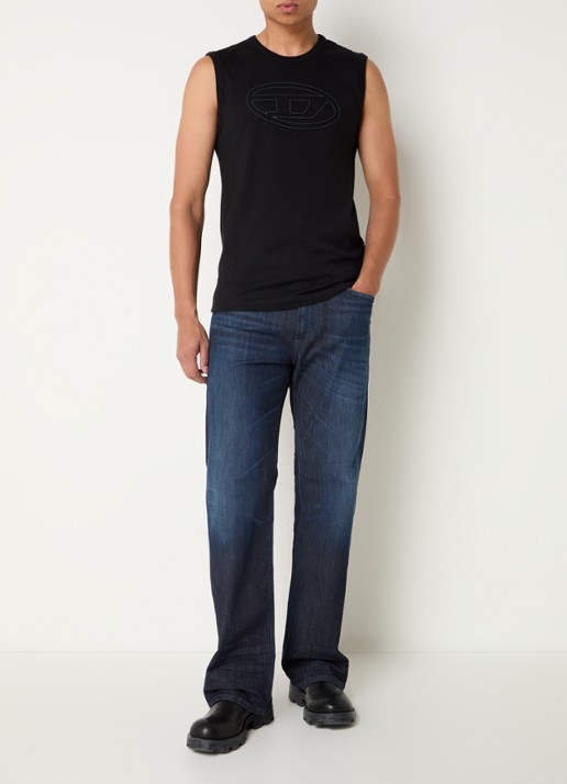 Diesel T-Bisco-Bigoval tanktop met 3D logoprint - voorkant 4 zwart
