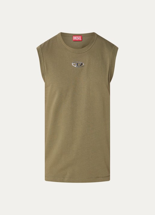 Diesel T-Bisco-Iod tanktop met logo - voorkant 2 bronsgroen