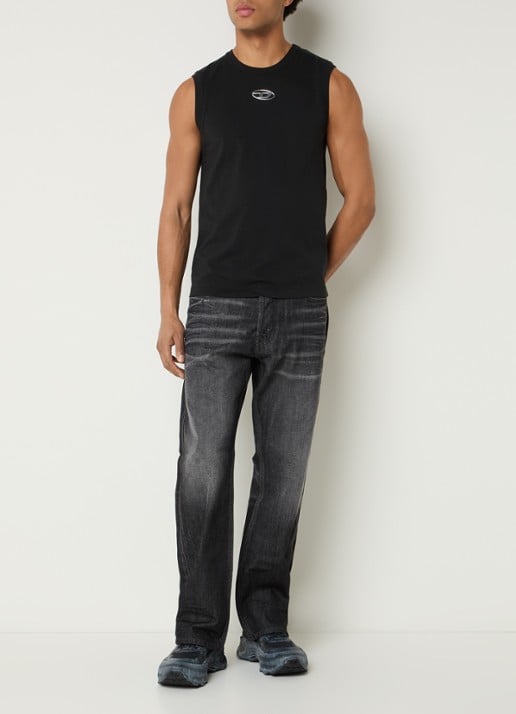 Diesel T-Bisco-Iod tanktop met logo - voorkant 2 zwart