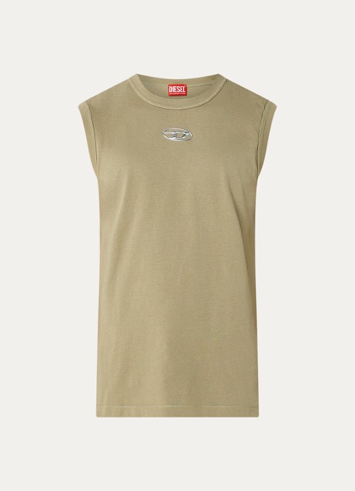 Diesel T-Bisco-Iod tanktop met logo  - voorkant 2 khaki