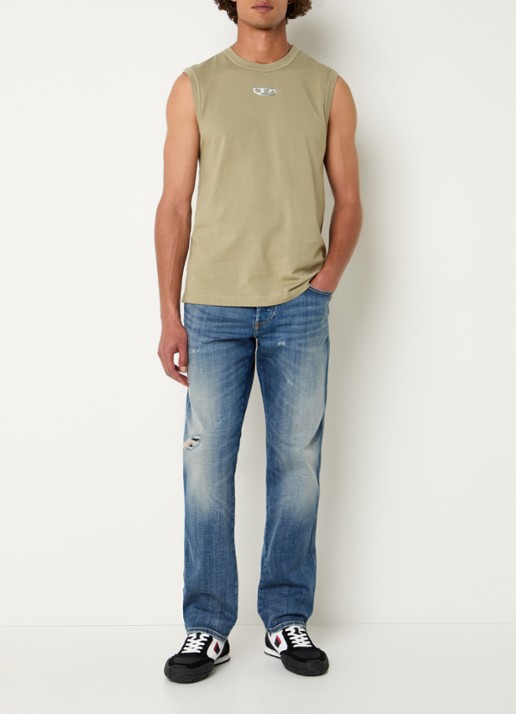 Diesel T-Bisco-Iod tanktop met logo  - voorkant 3 khaki