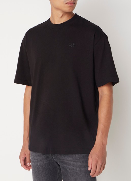 Diesel T-Boggy-Megoval T-shirt met logoborduring - achterkant 4 zwart