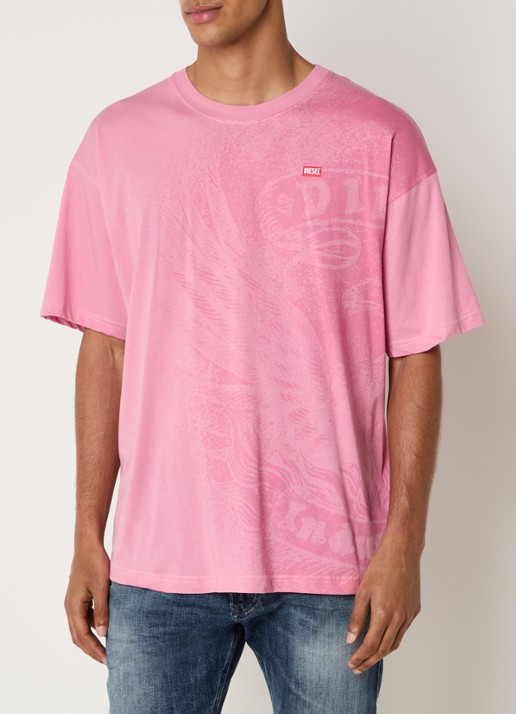 Diesel T-BOXT-AA3 T-shirt met print - detail 2 roze