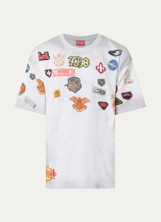 Diesel T-Boxt-AA6 T-shirt met print - voorkant lichtgrijs