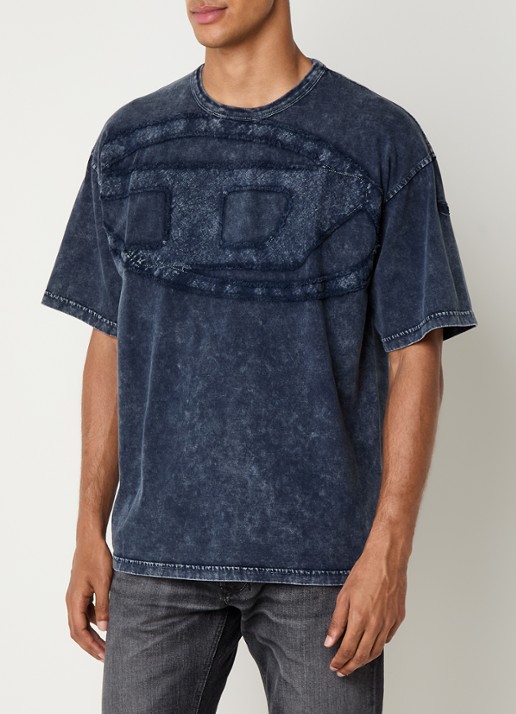 Diesel T-Boxt-Den T-shirt met logoborduring - detail 3 donkerblauw