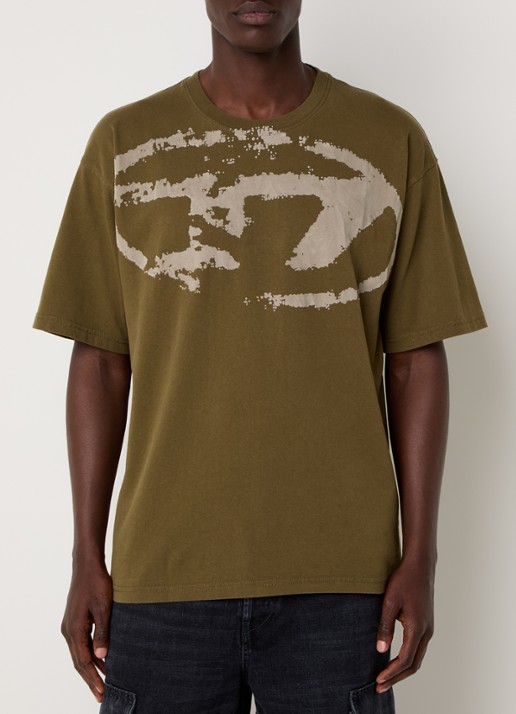 Diesel T-Boxt-N14 T-shirt met flock logoprint