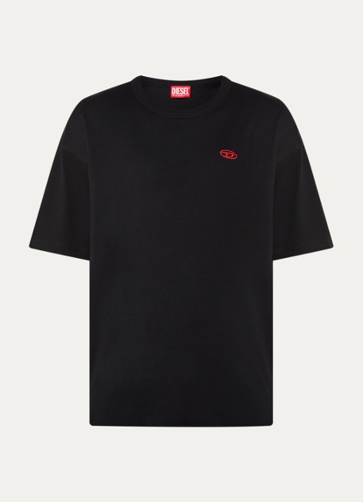 Diesel T-Boxt T-shirt met logoborduring - voorkant zwart