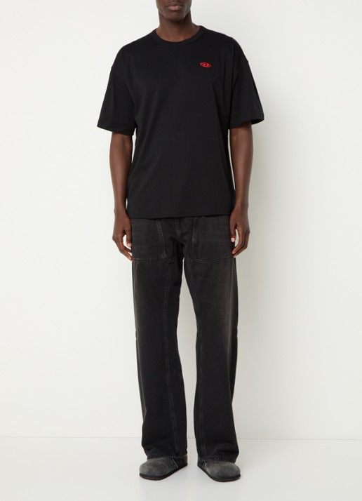 Diesel T-Boxt T-shirt met logoborduring - voorkant 2 zwart