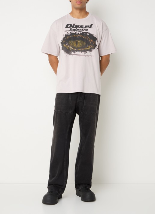 Diesel T-boxt T-shirt met logoprint - voorkant 2 creme