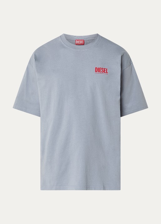 Diesel T-boxt T-shirt met logoprint - voorkant grijs