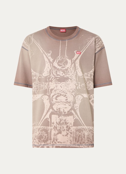 Diesel T-Boxt-T13 T-shirt met print - voorkant 2 lichtbruin