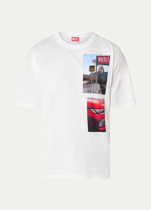 Diesel T-Boxt-T3 T-shirt met front- en backprint - voorkant 2 gebroken wit