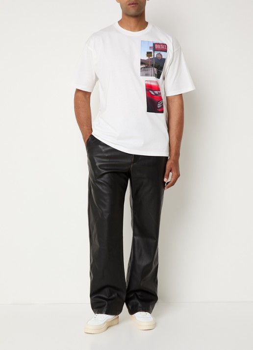 Diesel T-Boxt-T3 T-shirt met front- en backprint - voorkant 3 gebroken wit