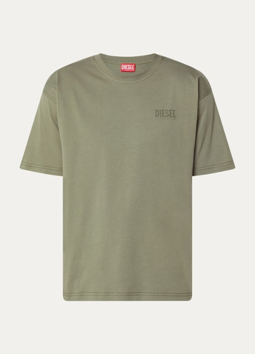 Diesel T-Boxt-V8 T-shirt met logo- en backprint - voorkant legergroen