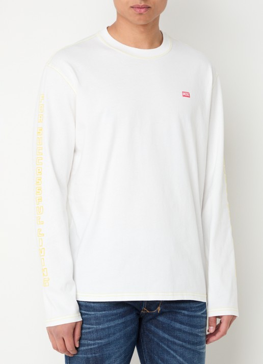 Diesel T-Crane longsleeve met logo- en backprint - achterkant 4 wit